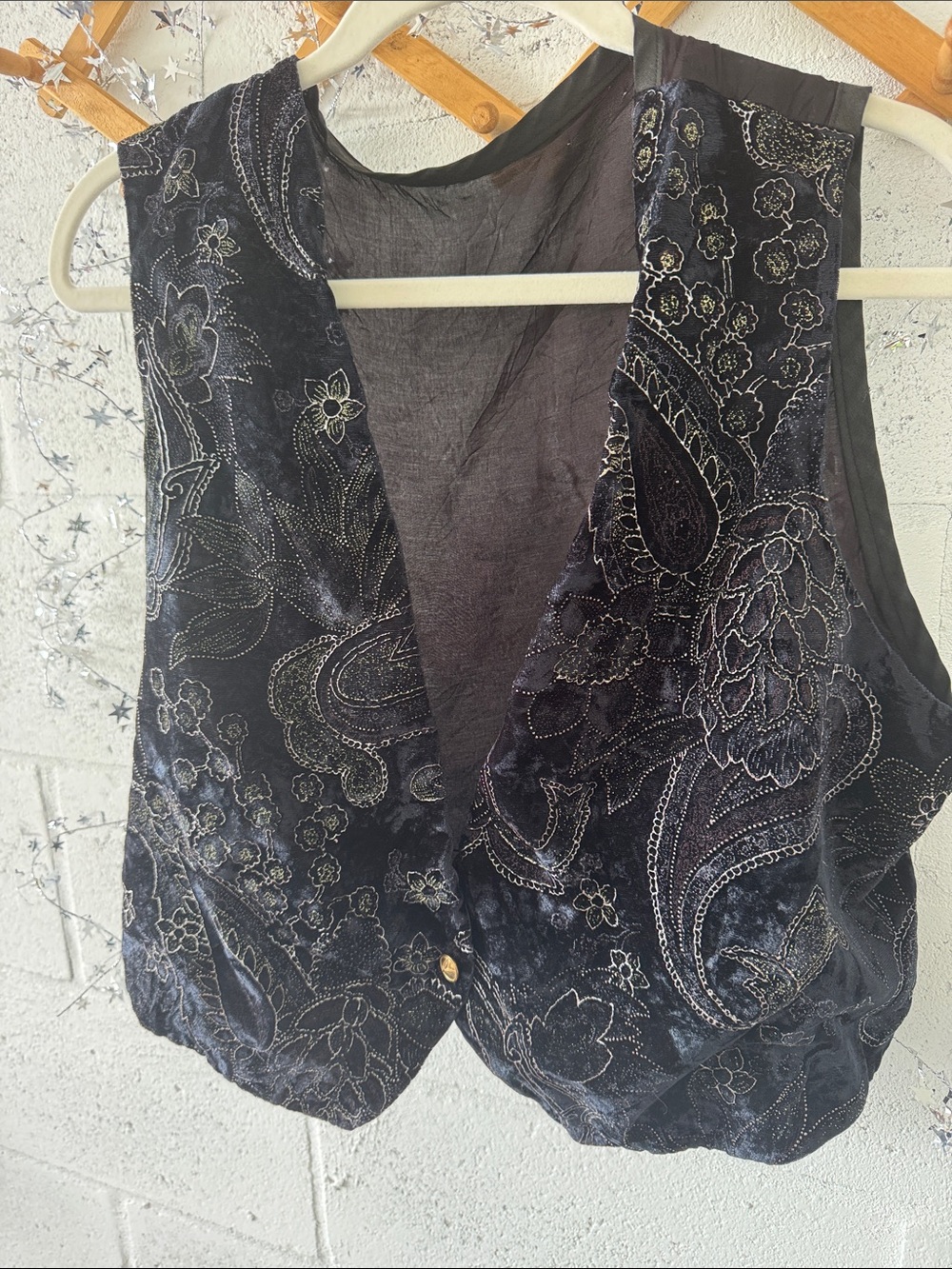 Vintage blue velvet vest